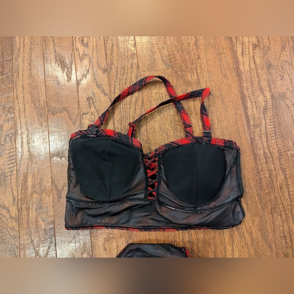 Torrid Retro Red Plaid Swim Top 0x & Ruched Swim Skirt With Brief 1x - Picture 6 of 13